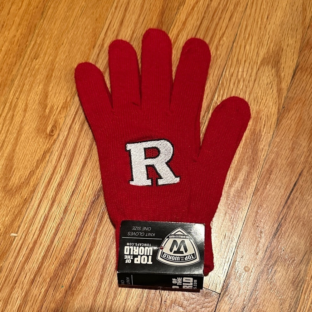 Brand New Red Rutgers Gloves with 'R' Logo